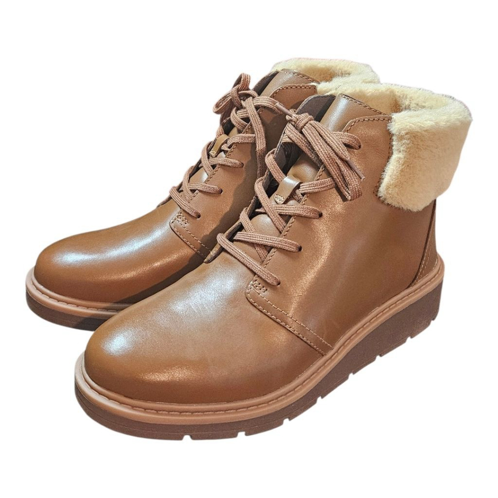 Clarks Brown Beige Fur Lined Winter Boots US Multiple Sizes - Picture 2 of 13